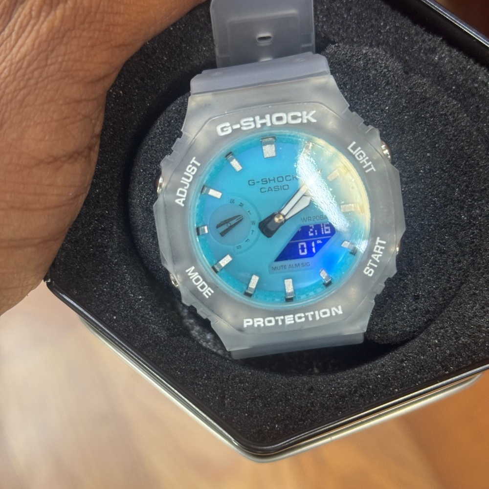 G-Shock Translucent Frosted Case with Aqua Blue Dial